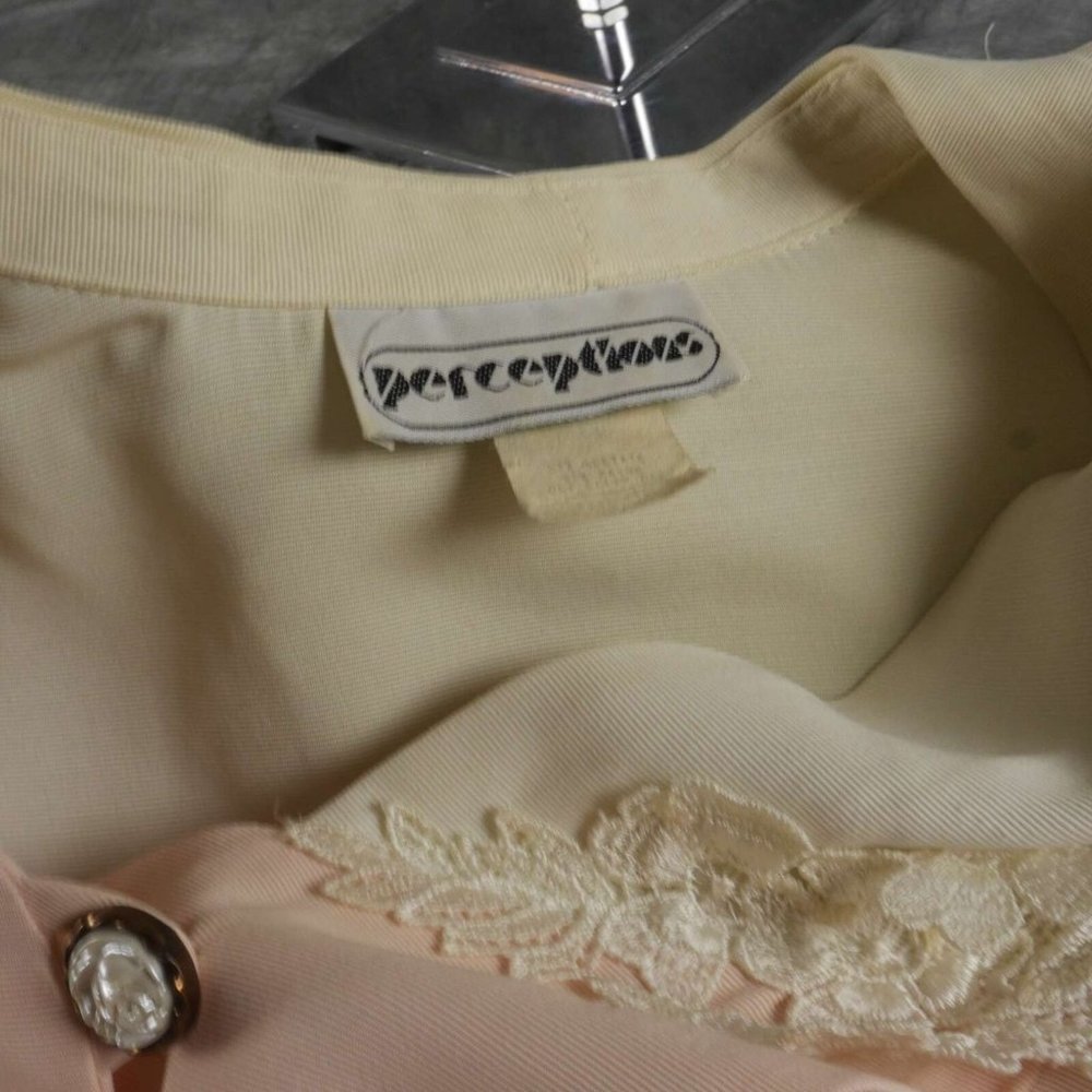 Euc Perceptions Pink Solid Vintage Jacket Size 9/… - image 6